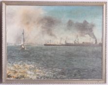 An framed oil on board of shipping scene signed to corner Colin Gringer 1975