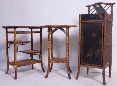 A collection of Victorian bamboo aesthetic movement furniture to include side cabinet,
