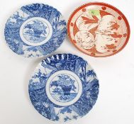 A selection of Chinese and Japanese plates, four in total of designs to include Satsuma,