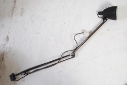A mid 20th century good Herbert Terry wall mounted Industrial anglepoise lamp in black complete