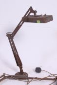 A vintage  1940's metal anglepoise Industrial work lamp together with another anglepoise ( af ).