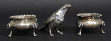 A pair of silver plated salts,