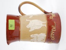 A Victorian Doulton Lambeth stoneware jug with motto 
