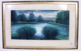 Dubhor - retro ' Twilight ' watercolour painting. Framed & glazed.