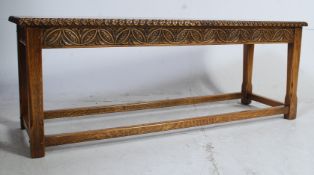A solid oak Arts & Crafts rectangular coffee table made by John Chapel of Clevedon.