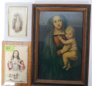 A collection of original religious icon framed images and pictures.