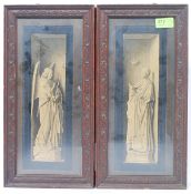 An early 20th century wooden triptych religious icon with ecclesiastic scenes, glazed,