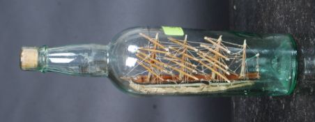 A vintage ship in a glass bottle. The mo