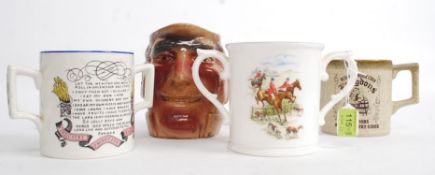 A Royal Worcester hunting scene twin han