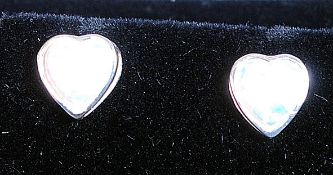 A pair of silver white metal and opalite