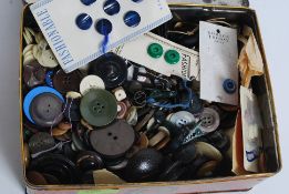 A collection of sewing buttons and other