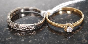 2 18ct gold diamond ladies dress rings.