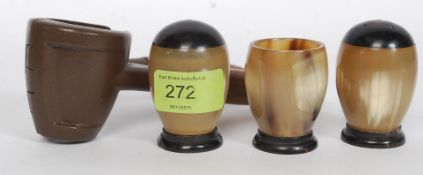 A retro cruet set being of horn construc
