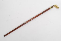 A 20th century brass topped walking stic