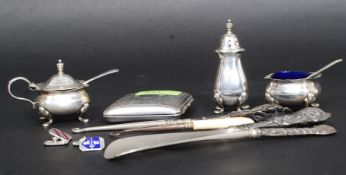 A silver plated Barkers Bros condiment s