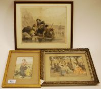 Three vintage framed and glazed pictures