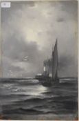 Stuckey : A black and white oil on board