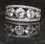 A silver ladies 5 stone dress ring stamped 925.