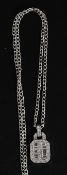 A ladies silver and cz stone inset pendant necklace on silver chain.