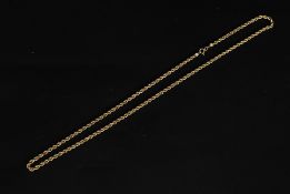 A 9ct gold rope twist chain necklace. Weight 2.8g. Total length 46cms.