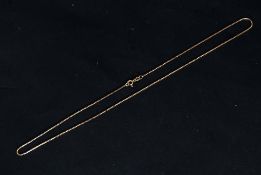A 9ct gold box chain necklace. Weight 2.6g. Total length 46cms.