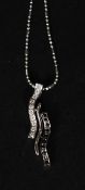 A ladies 18ct white gold necklance with diamond and sapphire pendant. approx 3.