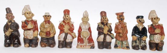 TREMAR; A collection of 9x Tremar pottery figures - Chimney Sweep, Sailor, Bishop,