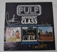 PULP; original Pulp signed ' Different Class ' LP record insert sleeve. Boldly signed.