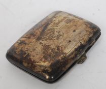 A hallmarked silver gentlemans engraved cigarette case, with hallmarks to interior.