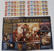 STAMPS: An unused sheet of Harry Potter book cover issue stamps, along with a related magazine.