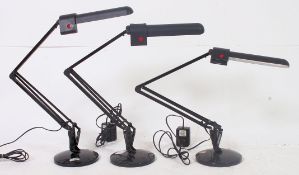 A collection of three Anglepoise branded work lights / lamps. Each marked Anglepoise.