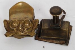 An unusual James Heeley & Sons brass metamorphic threaded note clip bearing notation for Mount
