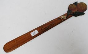 A fabulous early 20th century handpainted peach wood - fruitwood page turner of large form.