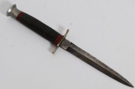 A vintage combat knife, the blade inscribed for William Rodgers, makers. In original covering.