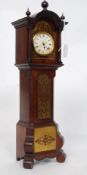 A 19th century excellent miniature mahogany and brass inlaid grandfather - longcase clock with