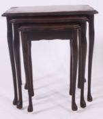A set of three mahogany georgian style graduating nest of tables,
