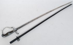 A 19th / early 20th century century German cavalry sword with curved polished steelblade with