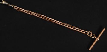 A 9ct gold albert chain / watch chain and bar. Stamped 9ct / 375 to bar and links. weight 14.