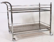 A fantastic 1970's retro chrome and glass butlers - hostess trolley,