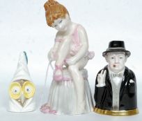 A Royal Worcester ' Owl '  Candle Snuffer with black mark 1976.