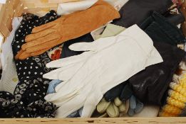 A collection of vintage ladies gloves to include leather,