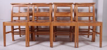 A set of 8x Air Ministry War Department 1940's chapel chairs. All stamped to underside ' W.