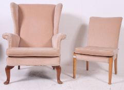 A vintage Parker Knoll upholstered bedroom chair together with a matching upholstered wingback