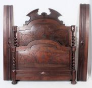 A 19th century carved barley twist column double bed.