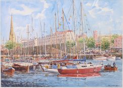 Patrick Pat Shipsides (Contemporary) - Watercolour - ' A View to St Mary Redcliffe ' Signed to