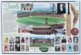 A 20th century hardboard pictorial print of Lords - Cricket interest.