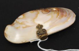 A Victorian oyster shell ladies penny purse with compartment interior,