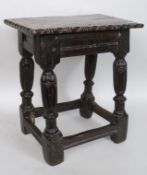 An early English Elizabethan oak joint stool believed, circa 1600.