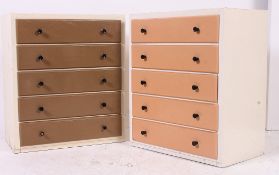 2 late 20th century shabby chic painted chests of drawers,