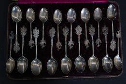 A part cased set of silver hallmarked London rifles military brigade spoons.
